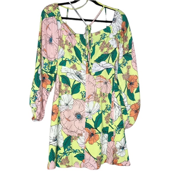Revolve X AFRM Spring Lime Bouquet Floral Dolly Off The Shoulder Mini Dress | M - Picture 5 of 16